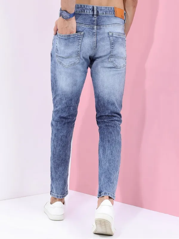  Highlander Men Blue Tapered Fit Highly Distressed Jeans