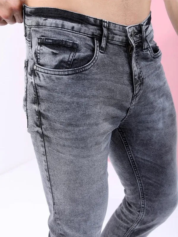 Highlander Men Grey Tapered Fit Clean Look Jeans