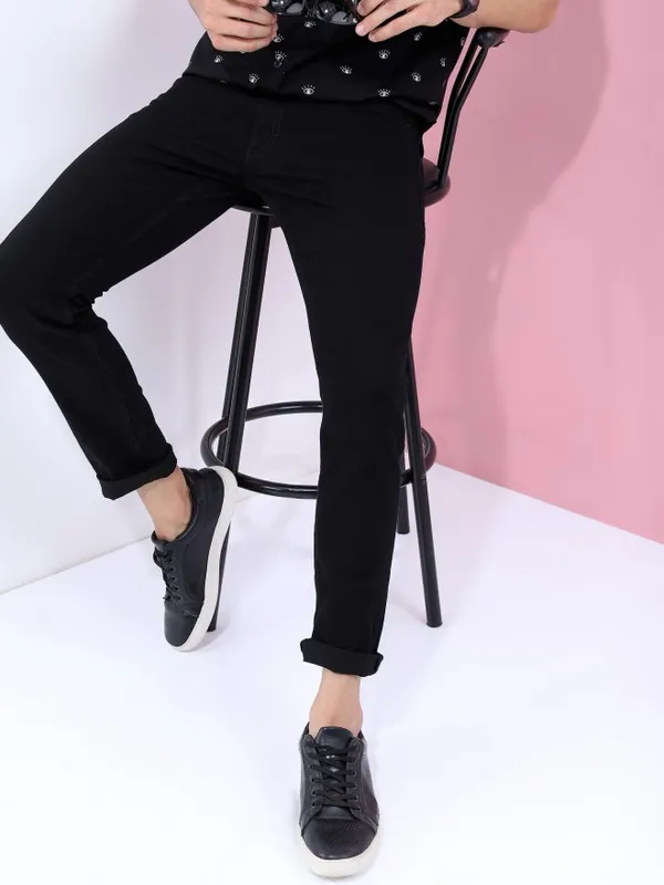 Highlander Men Black Slim Fit Clean Look Jeans
