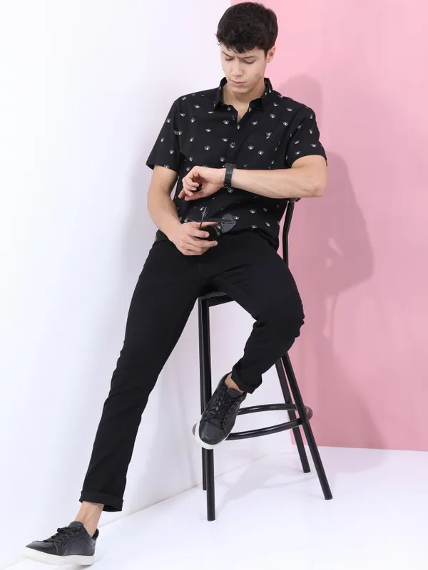  Highlander Men Black Slim Fit Clean Look Jeans