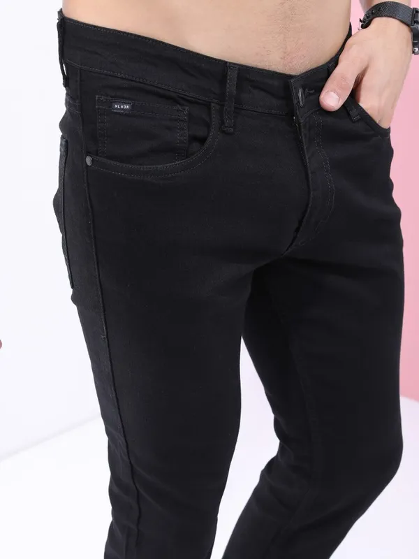  Highlander Men Black Slim Fit Clean Look Jeans
