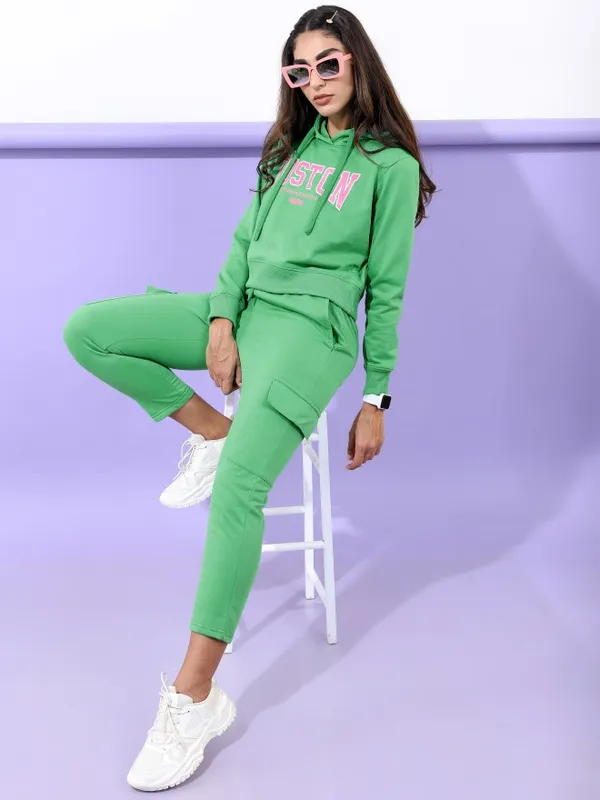  Ketch Women Green Hood Sweatshirts