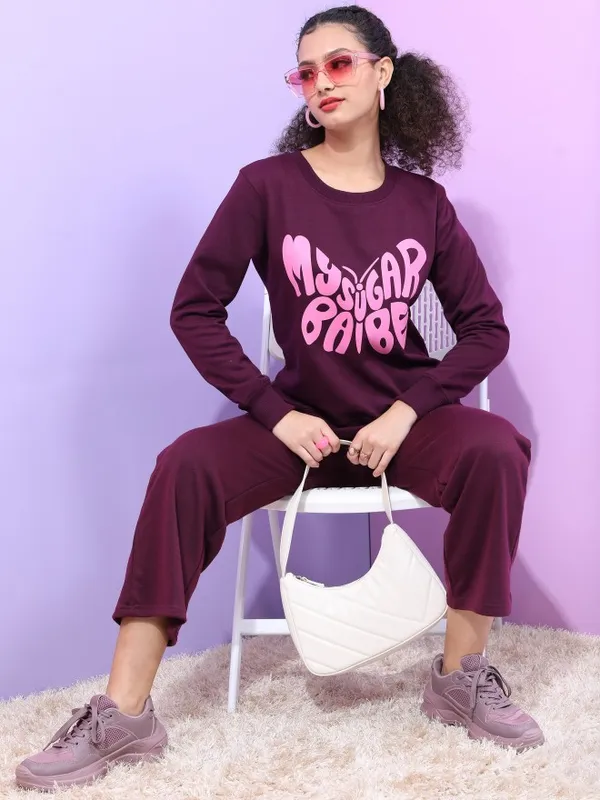  Tokyo Talkies Women Purple Regular Fit Track Pants