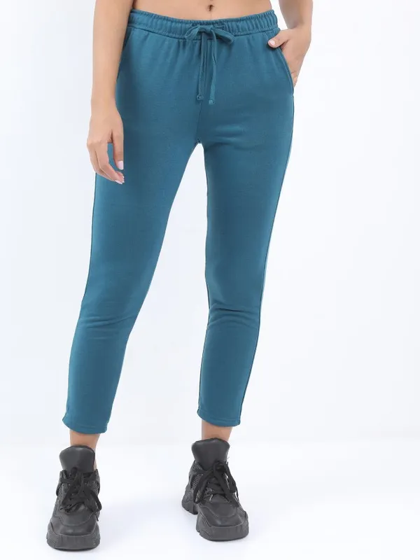  Tokyo Talkies Women Teal Slim Fit Track Pants