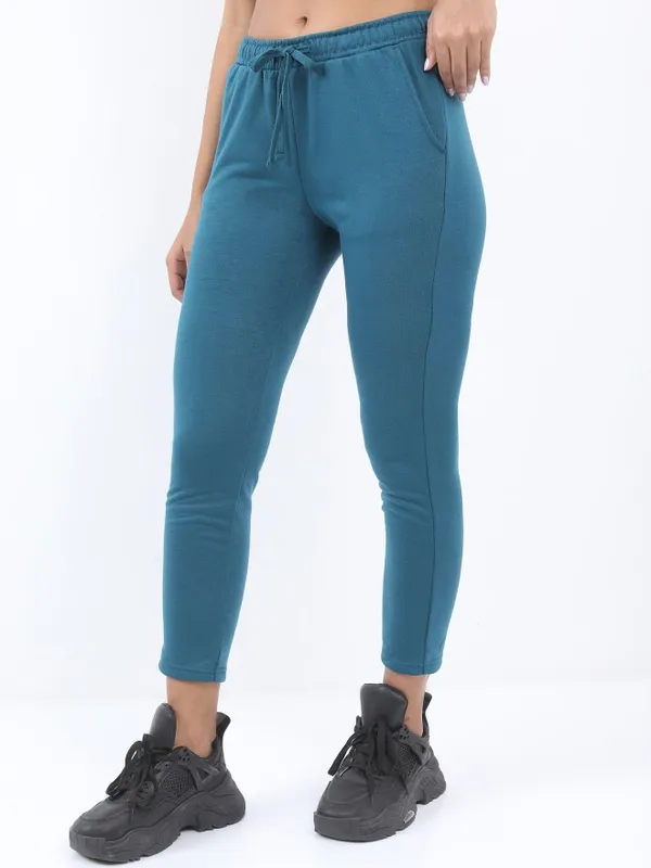  Tokyo Talkies Women Teal Slim Fit Track Pants