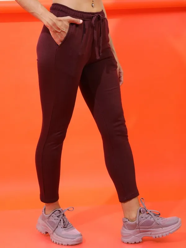  Tokyo Talkies Women Burgundy Slim Fit Track Pants