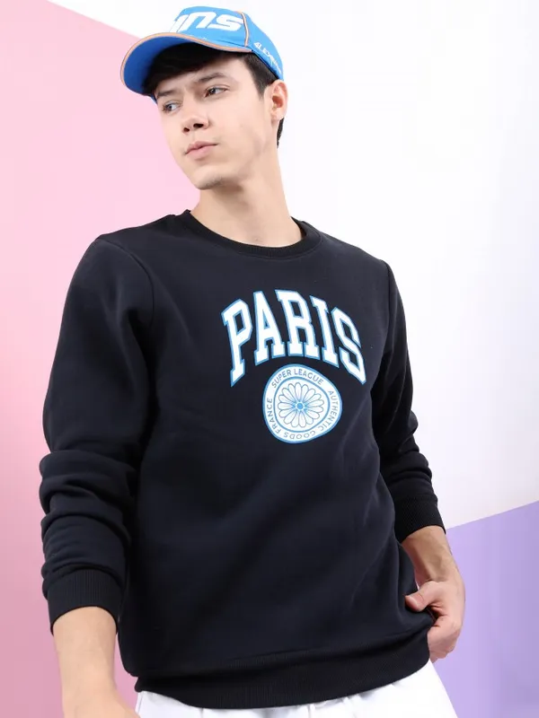  Highlander Men Black Round Neck Pullover Sweatshirts