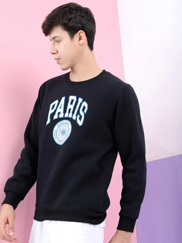  Highlander Men Black Round Neck Pullover Sweatshirts