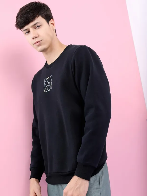  Highlander Men Black Round Neck Pullover Sweatshirts