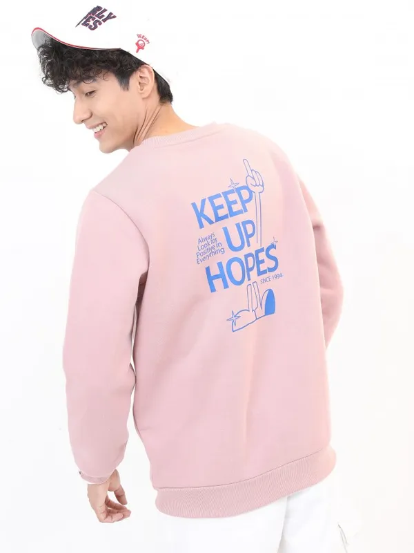  Ketch Men Pink Round Neck Pullover Sweatshirts