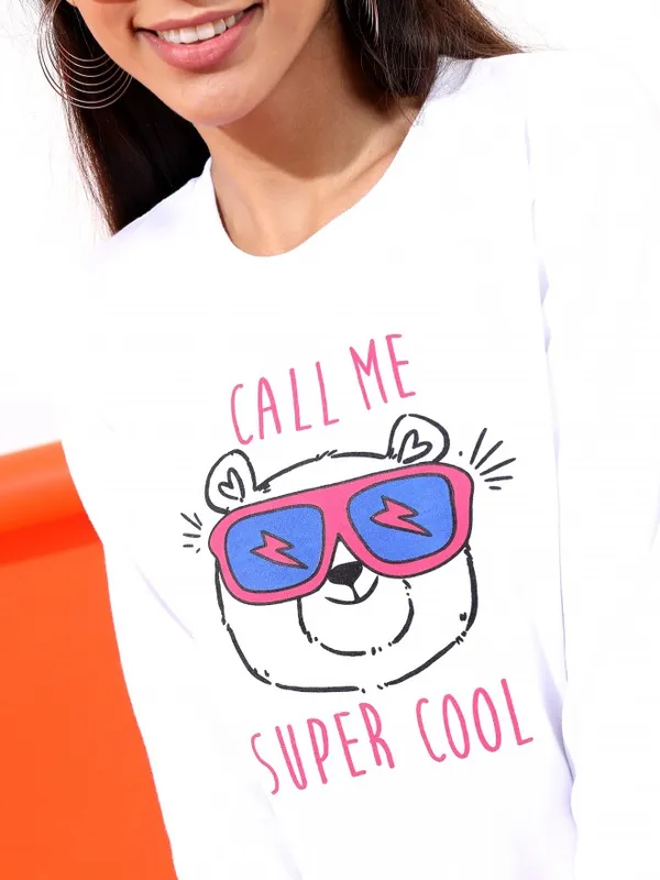  Ketch Women White Round Neck Sweatshirts