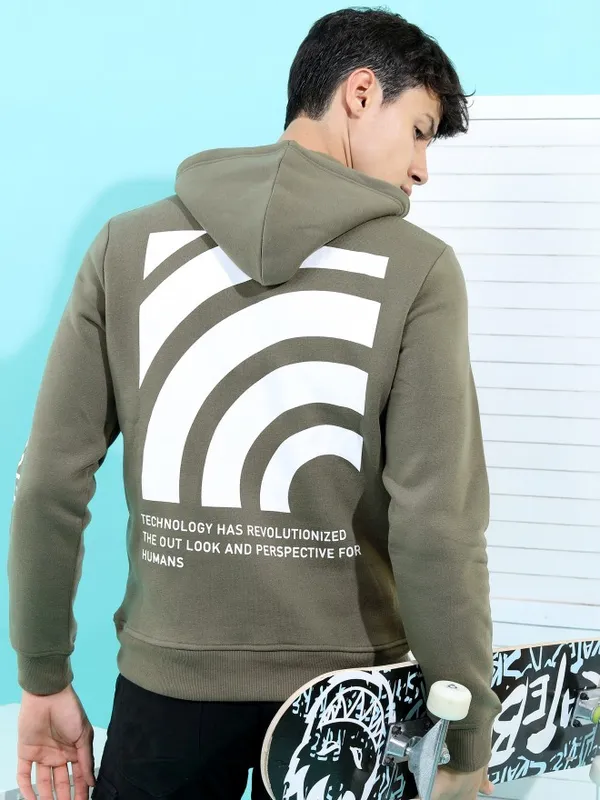  Highlander Men Olive Hood Pullover Sweatshirts