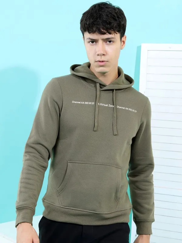  Highlander Men Olive Hood Pullover Sweatshirts