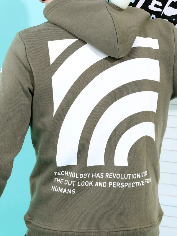  Highlander Men Olive Hood Pullover Sweatshirts