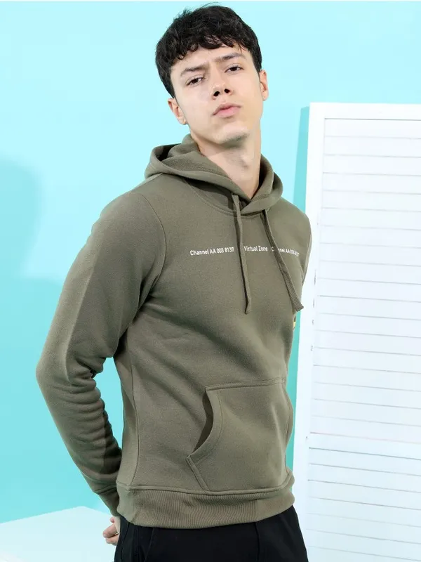  Highlander Men Olive Hood Pullover Sweatshirts