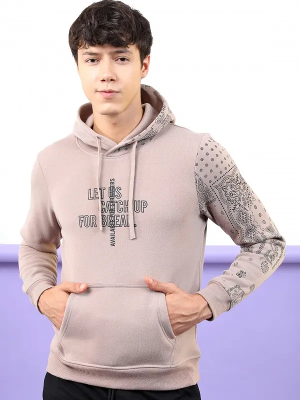  Highlander Men Beige Hood Pullover Sweatshirts