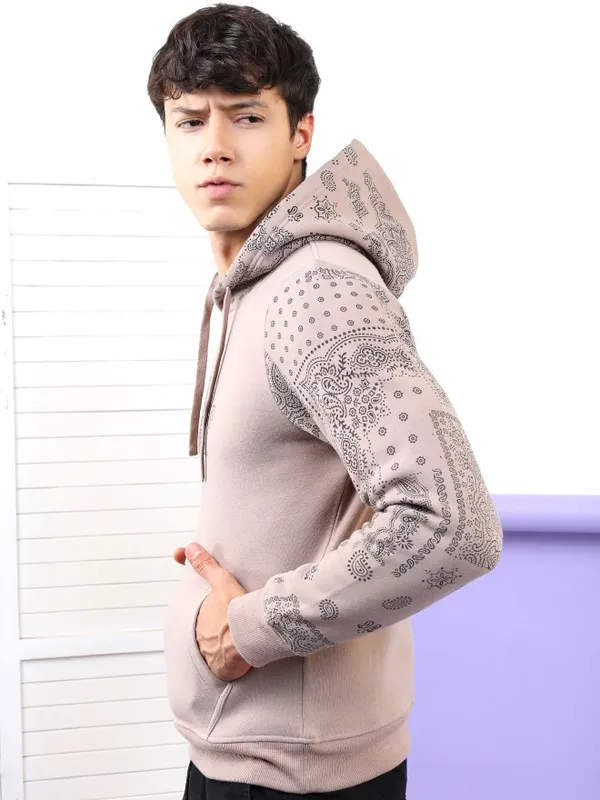  Highlander Men Beige Hood Pullover Sweatshirts