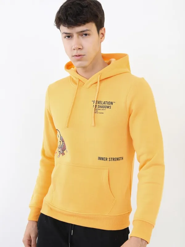  Ketch Men Yellow Hood Pullover Sweatshirts