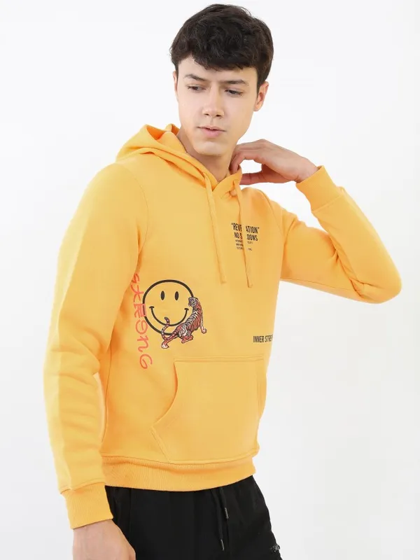  Ketch Men Yellow Hood Pullover Sweatshirts