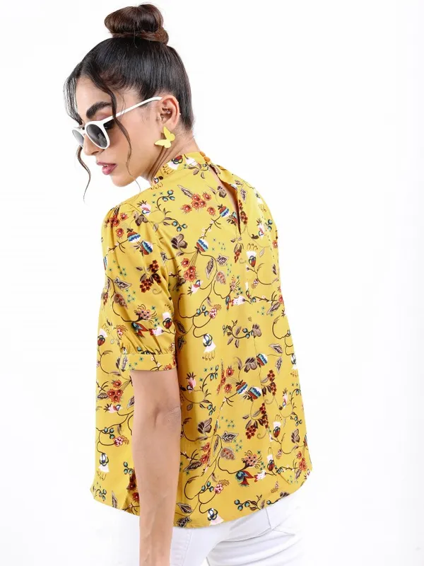  Ketch Women Yellow Printed Regular Tops