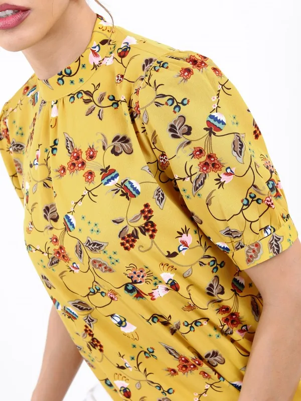  Ketch Women Yellow Printed Regular Tops