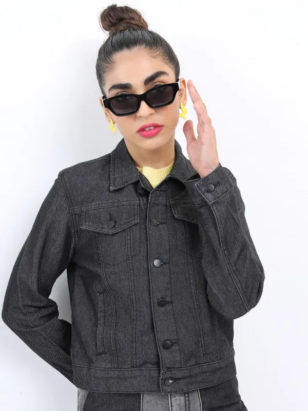  Ketch Women Black Denim Jacket Jackets