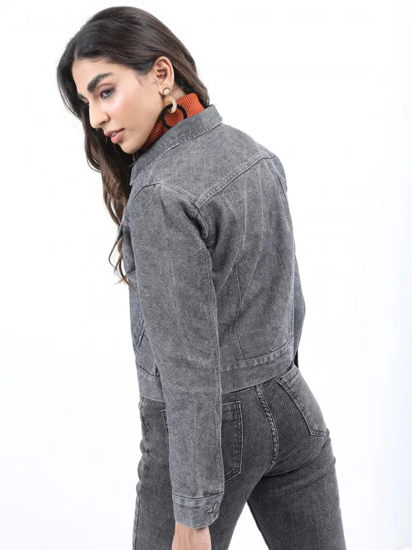 Ketch Women Grey Denim Jacket