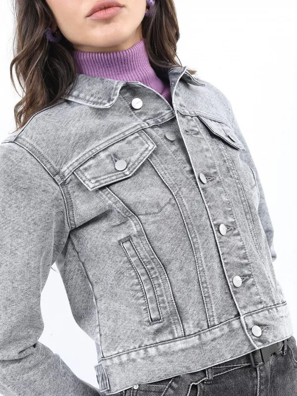 Ketch Women Grey Denim Jacket