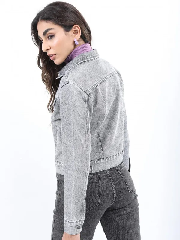Ketch Women Grey Denim Jacket