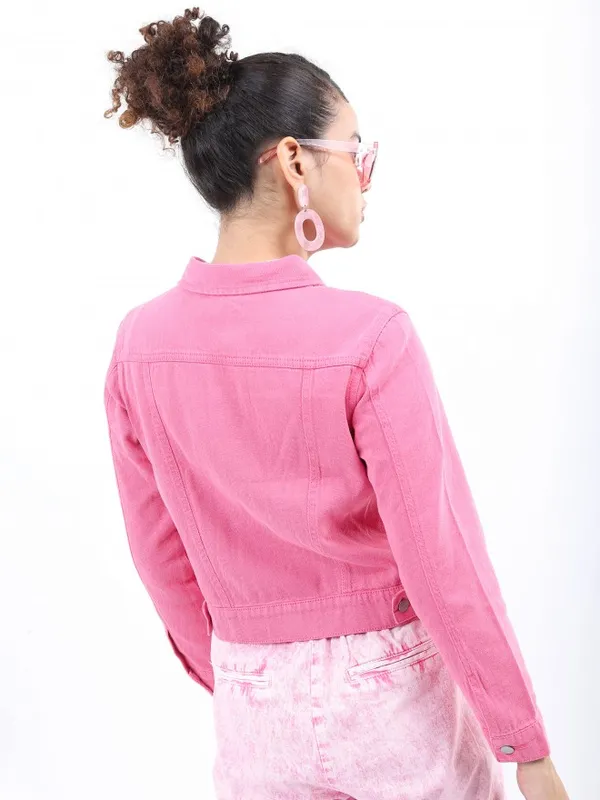  Ketch Women Pink Denim Jacket Jackets