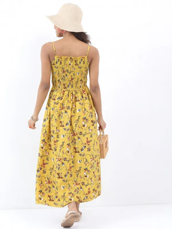  Ketch Women Yellow Printed Fit And Flare Dresses