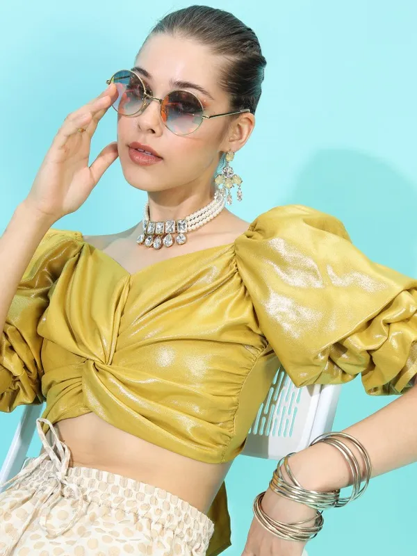  Vishudh Women Yellow Solid Regular Tops