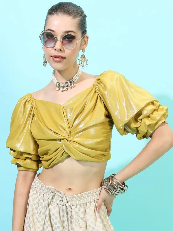  Vishudh Women Yellow Solid Regular Tops