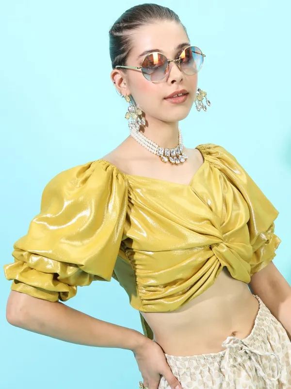  Vishudh Women Yellow Solid Regular Tops