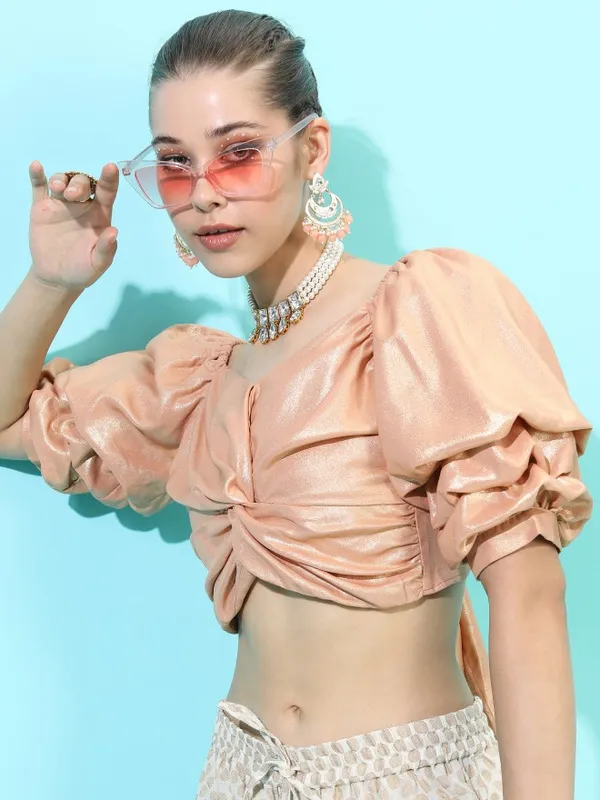  Vishudh Women Orange Solid Regular Tops