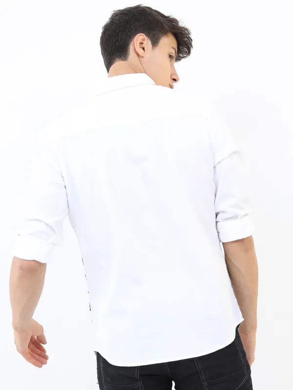  Ketch Men White Printed Slim Fit Casual Shirts