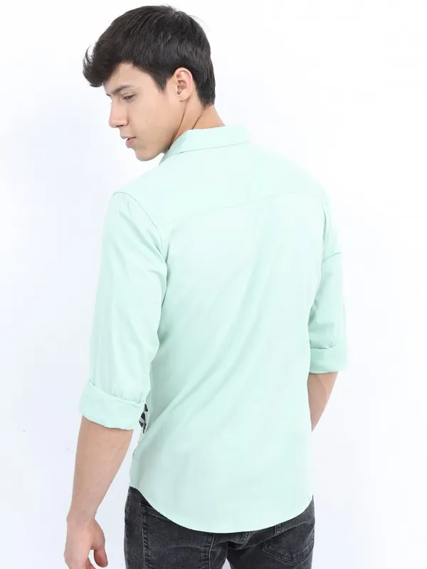  Ketch Men Green Printed Slim Fit Casual Shirts