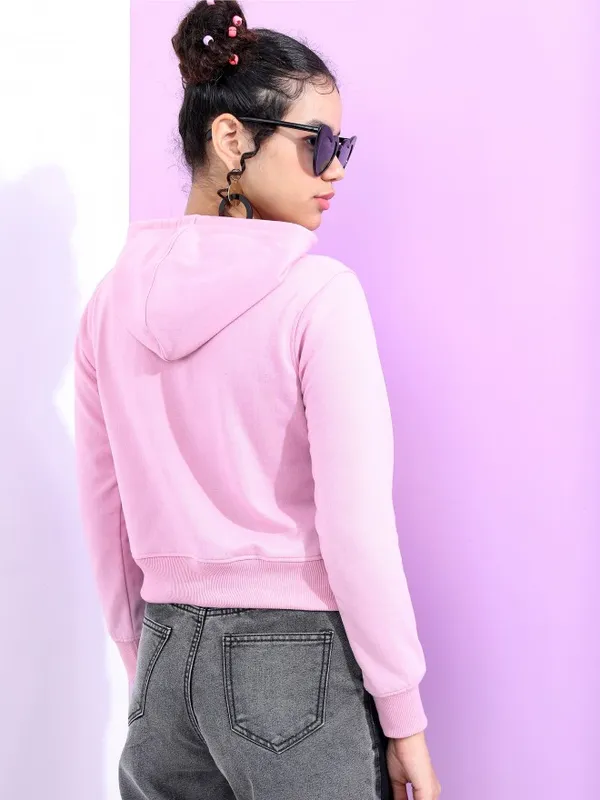  Tokyo Talkies Women Lavender Printed Pullover Hood Sweatshirts