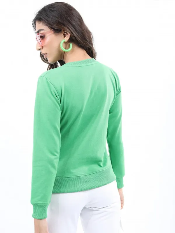  Ketch Women Green Round Neck Sweatshirts