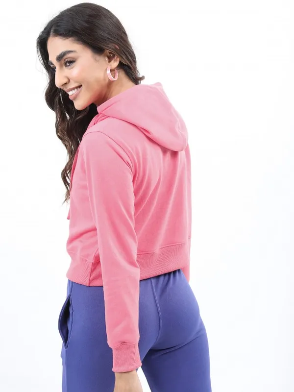  Ketch Women Pink Printed Pullover Hood Sweatshirts