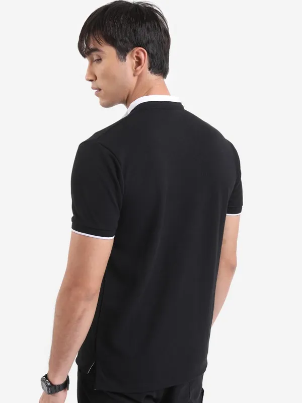  Highlander Men Black Solid Polo Collar Polo T-Shirts