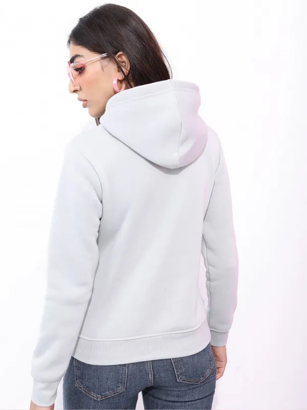  Ketch Women Grey Solid Pullover Hood Sweatshirts