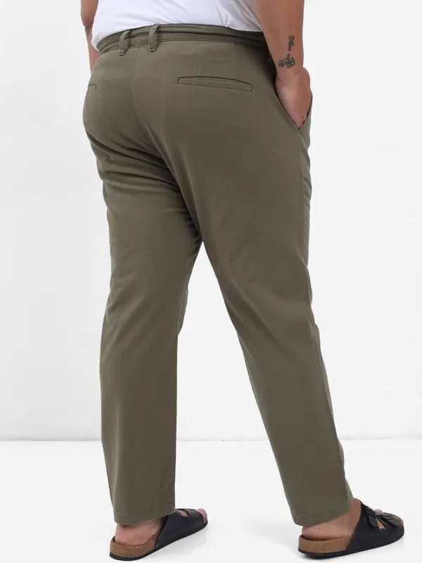  Xtra Ordinary By Highlander Men Olive Slim Fit Solid Casual Trousers