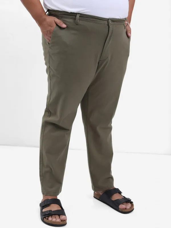  Xtra Ordinary By Highlander Men Olive Slim Fit Solid Casual Trousers