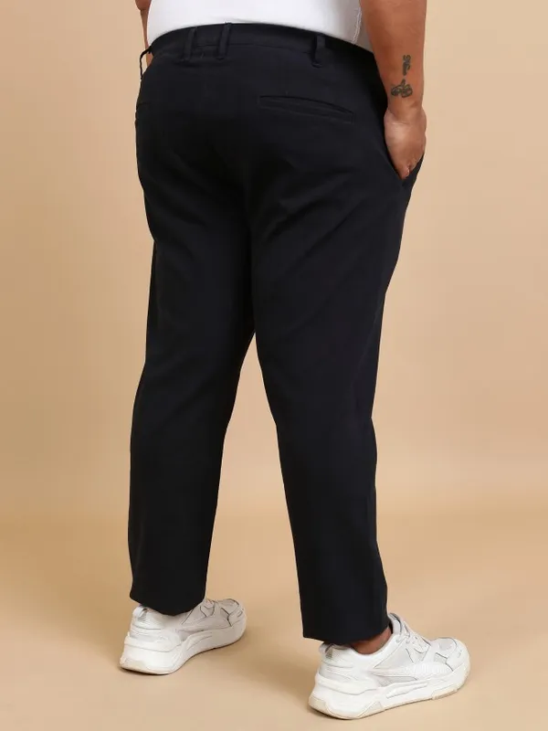  Highlander Men Navy Blue Regular Fit Solid Casual Trousers