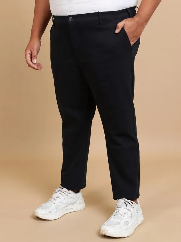  Highlander Men Navy Blue Regular Fit Solid Casual Trousers