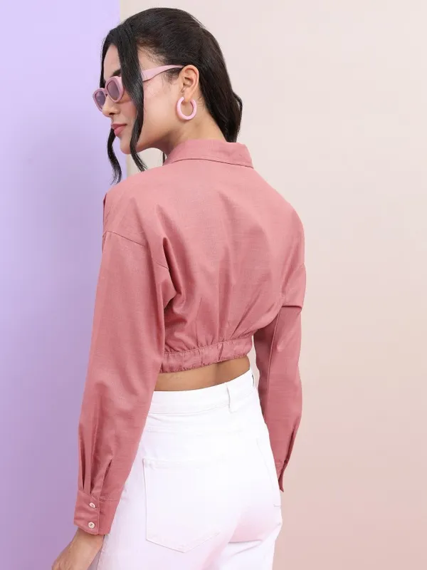 Tokyo Talkies Women Rose Solid Fitted Top