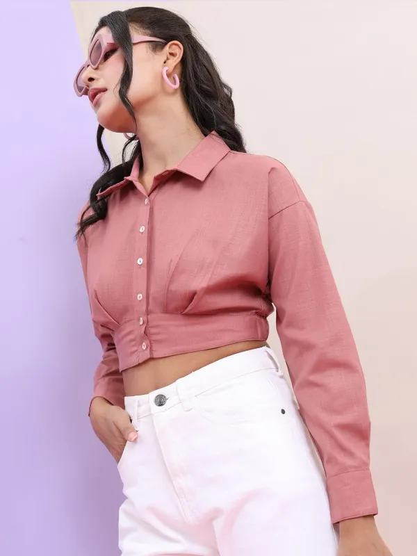 Tokyo Talkies Women Rose Solid Fitted Top