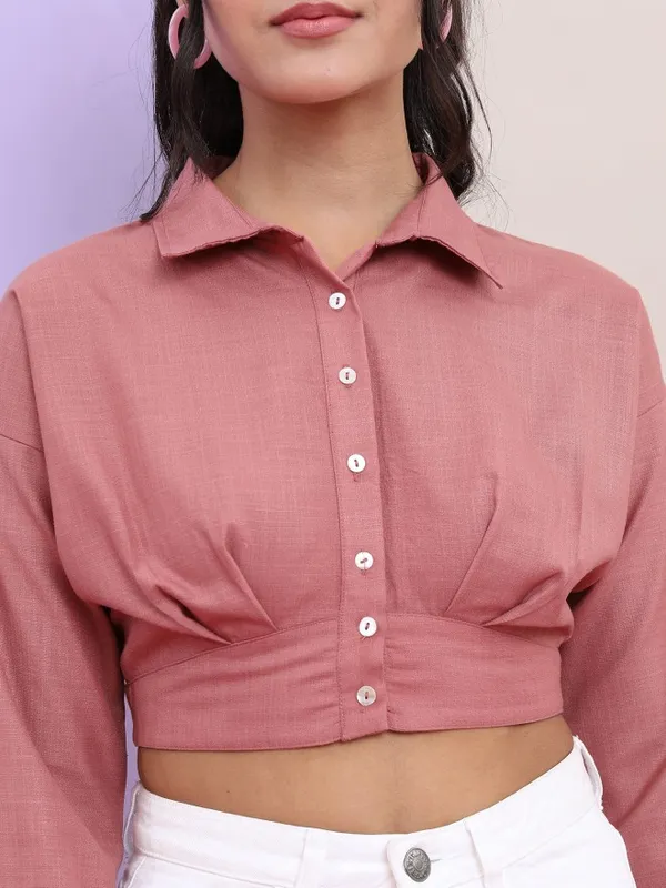 Tokyo Talkies Women Rose Solid Fitted Top