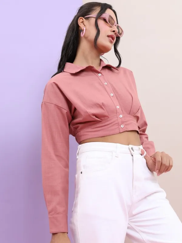 Tokyo Talkies Women Rose Solid Fitted Top